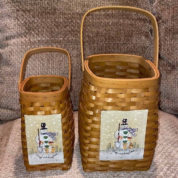 Set of 2 Snowmen Wicker Basket “Frosty Wind Happy Home” - Picture 3 of 12